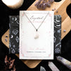 Rose Quartz Crystal Moon Necklace on Greeting Card - Wicked Witcheries