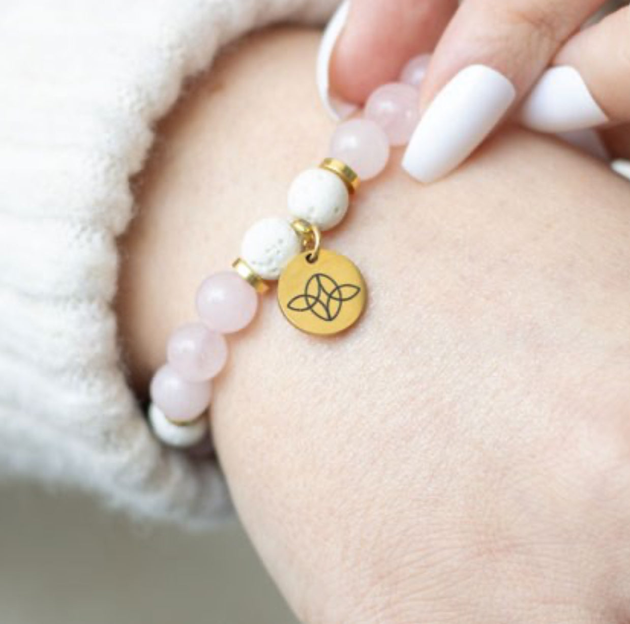 Self Love Rose Quartz Crystal Essential Oil Bracelet - Wicked Witcheries