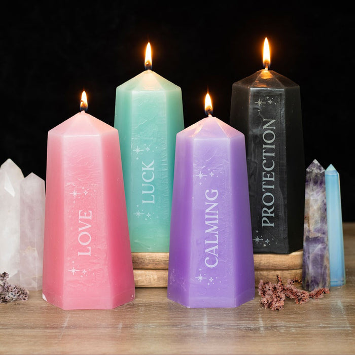 Love Crystal Candle with Rough Rose Quartz - Wicked Witcheries