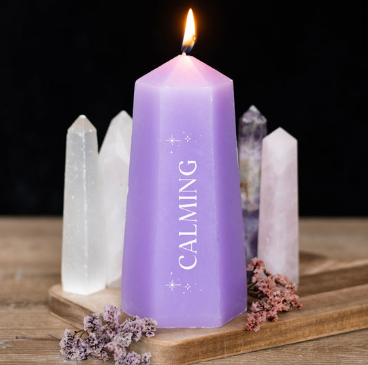 Calming Crystal Candle with Rough Amethyst - Wicked Witcheries