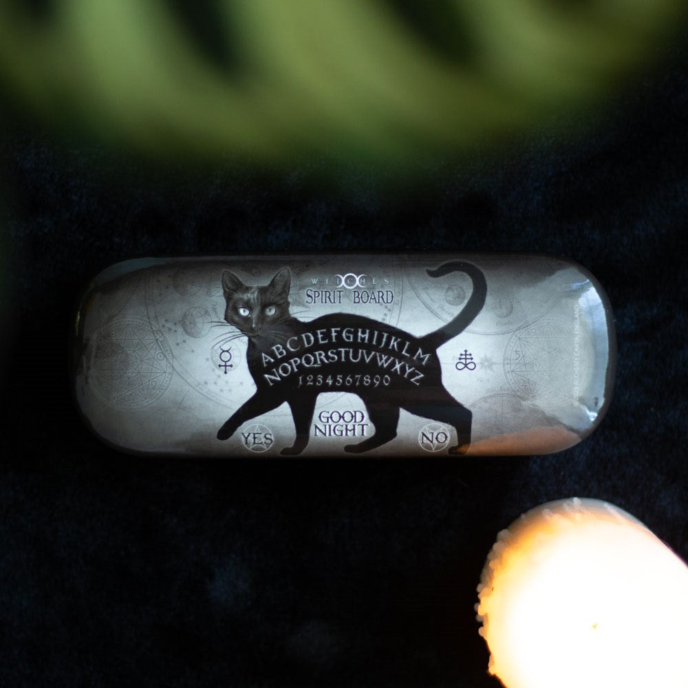 Black Cat Spirit Board Glasses Case by Alchemy - Wicked Witcheries