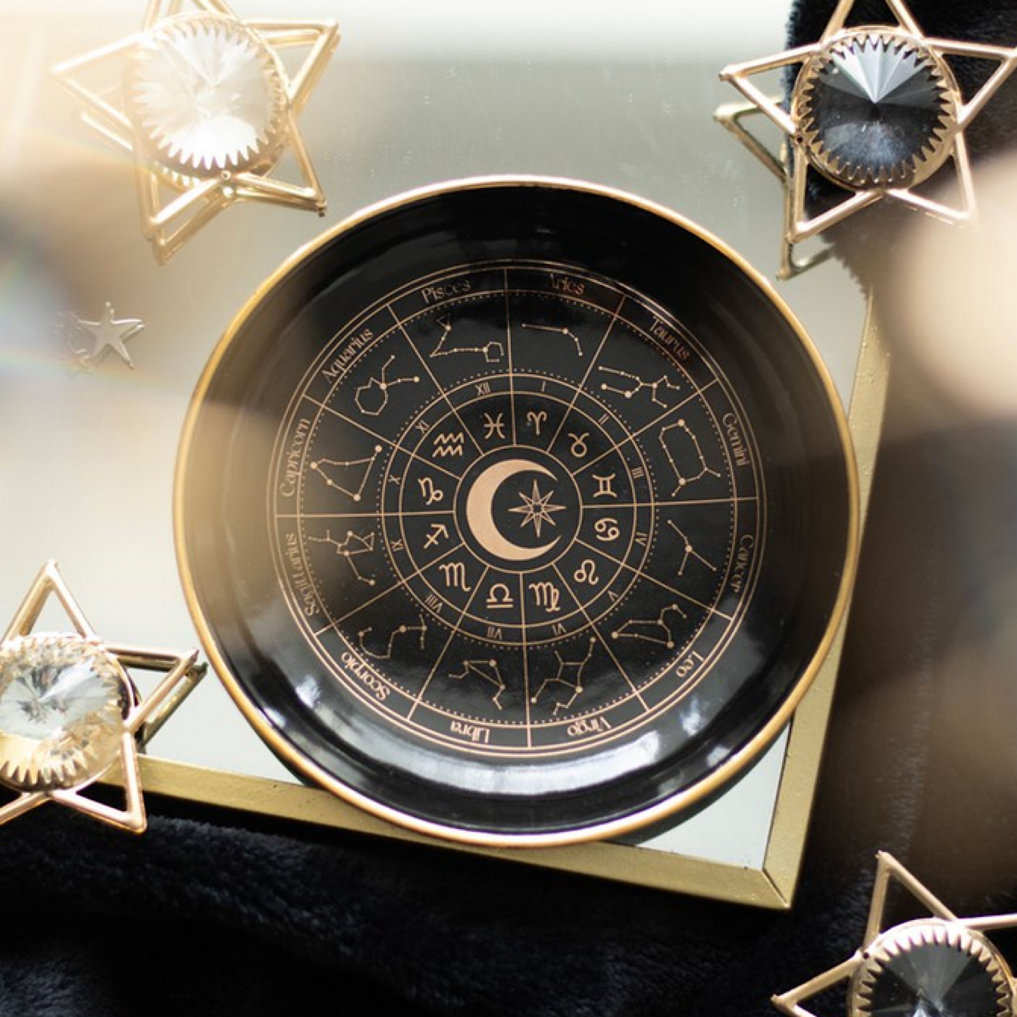 Black Astrology Wheel Trinket Dish - Wicked Witcheries