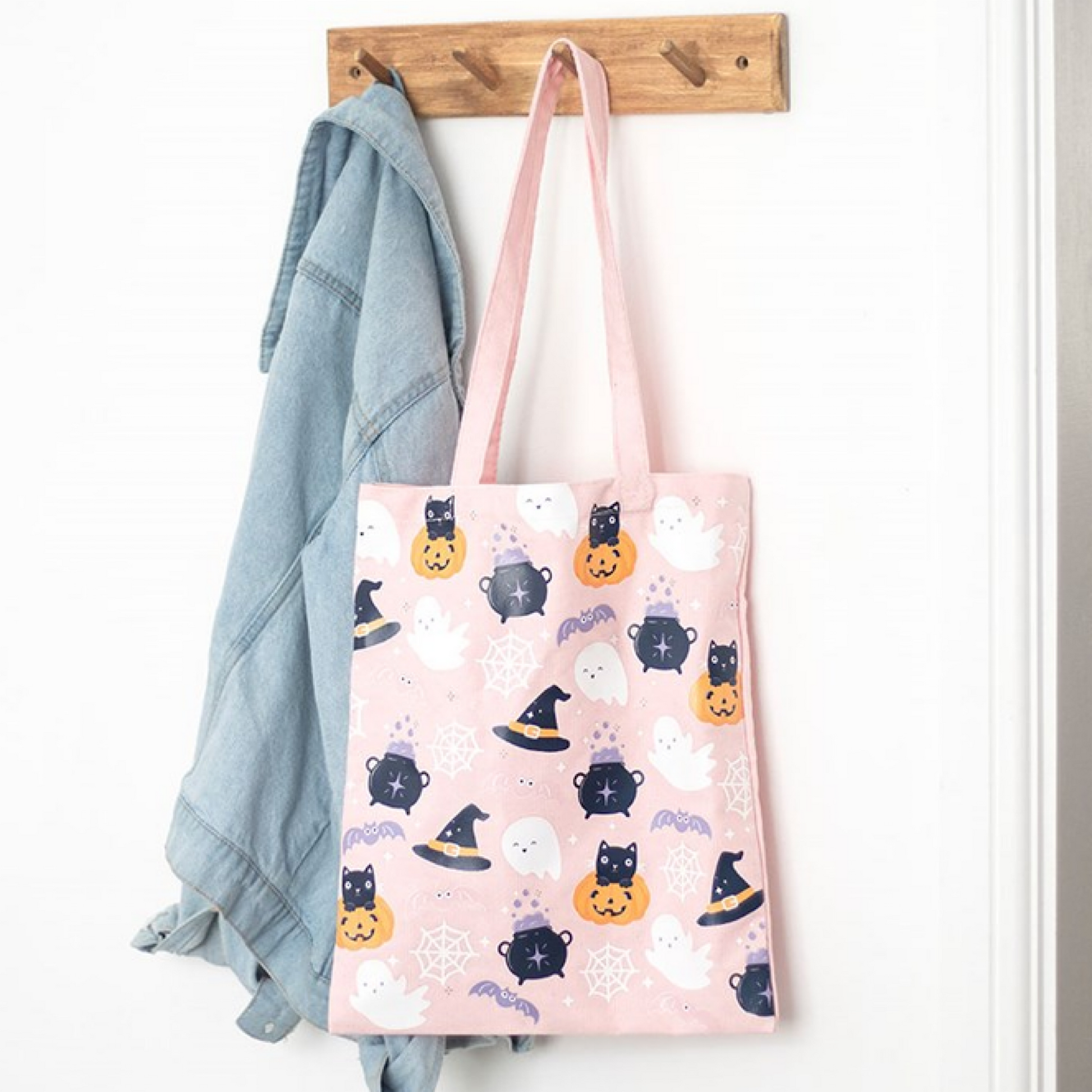 Cute Halloween Print Polycotton Tote Bag - Wicked Witcheries