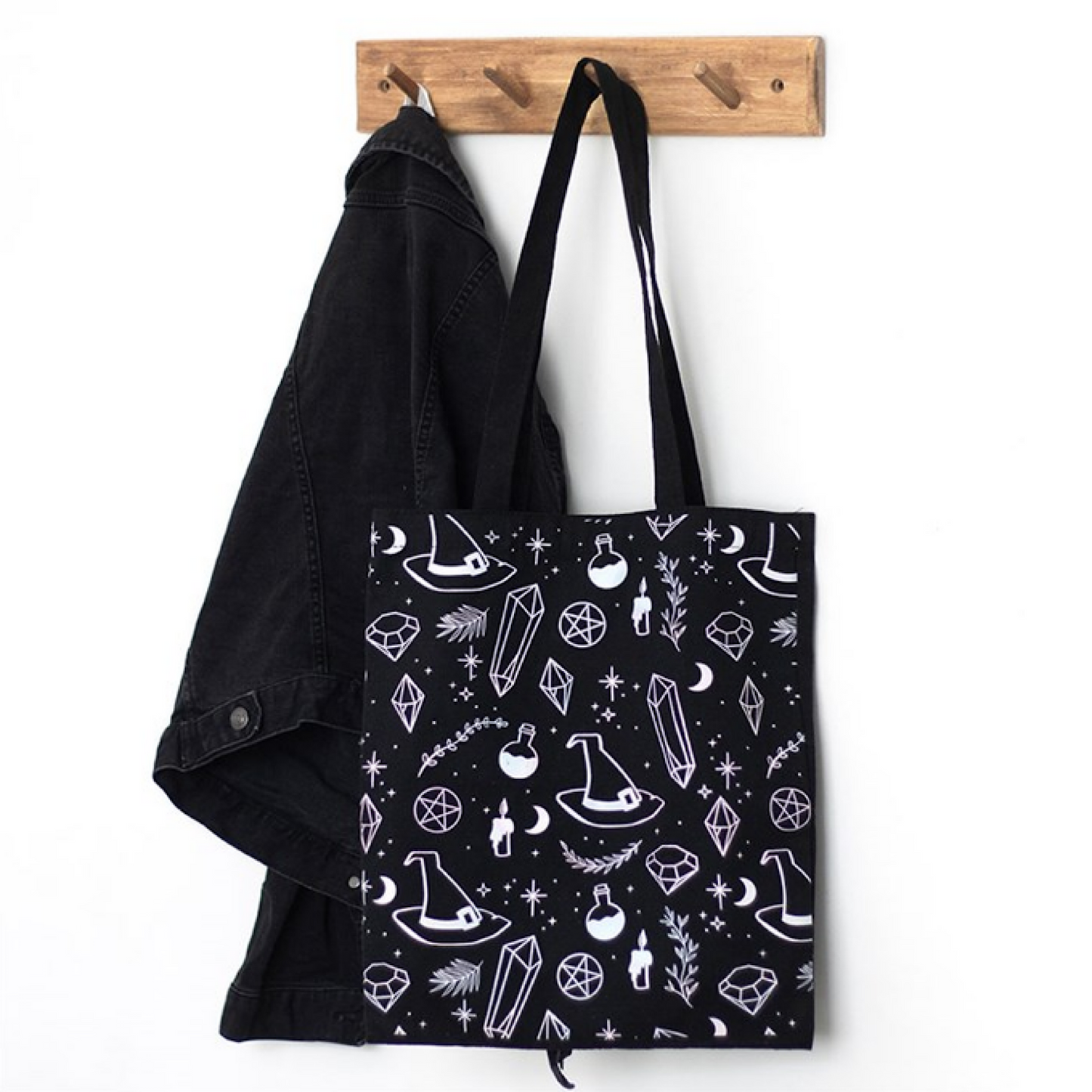 Crystal Witch Print Polycotton Tote Bag - Wicked Witcheries