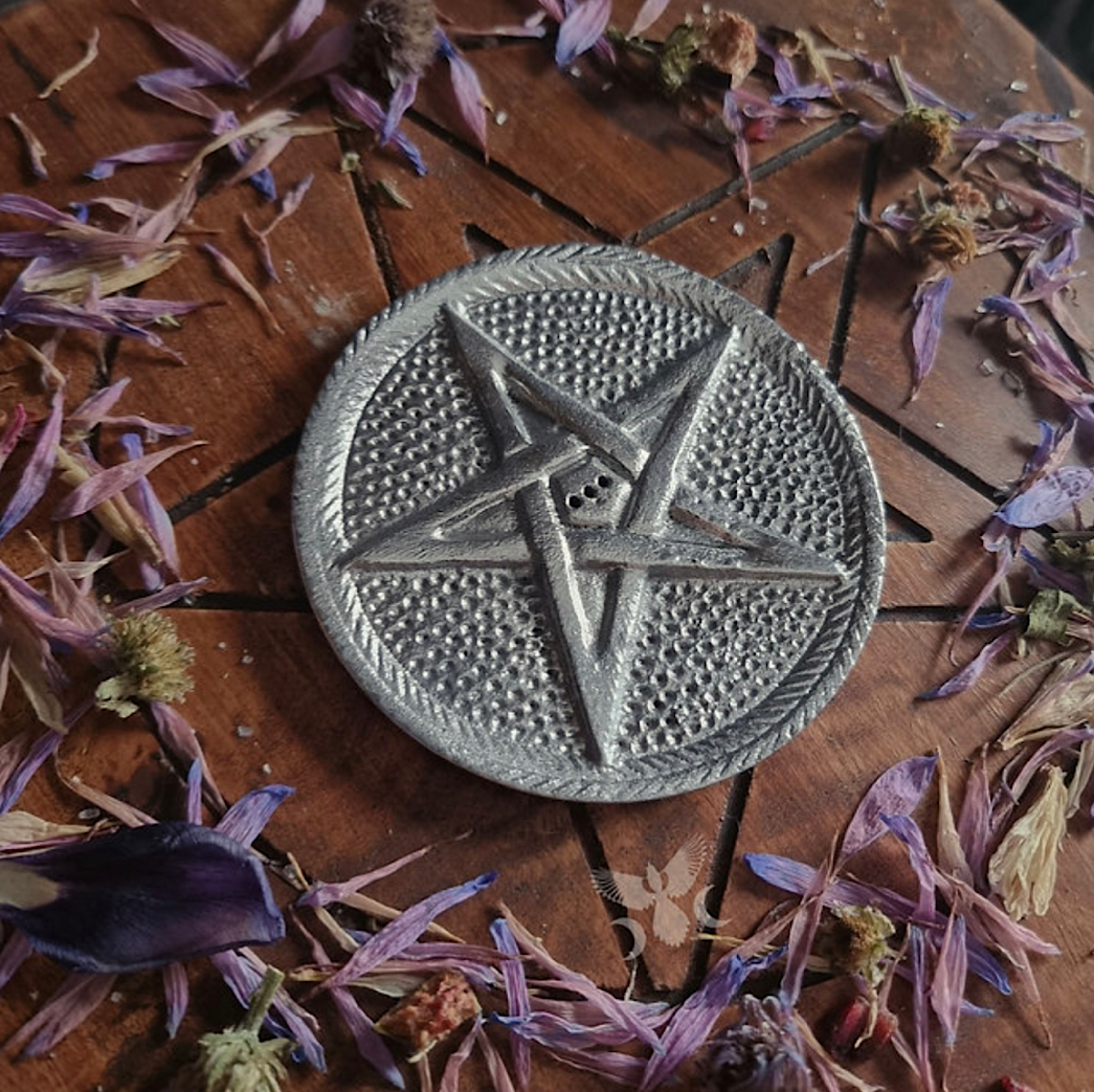 10cm Silver Pentagram Incense Holder - Wicked Witcheries