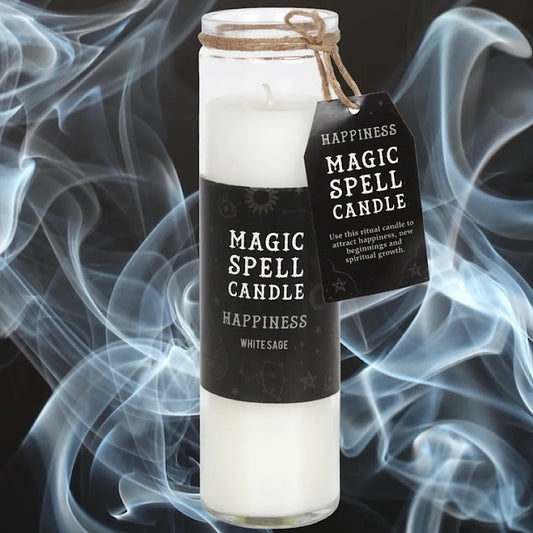 White Sage 'Happiness' Spell Tube Candle - Wicked Witcheries