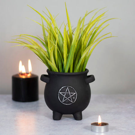 Pentagram Cauldron Plant Pot - Wicked Witcheries