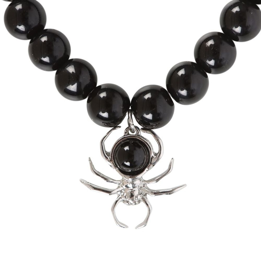 Spider Black Obsidian Beaded Bracelet - Wicked Witcheries