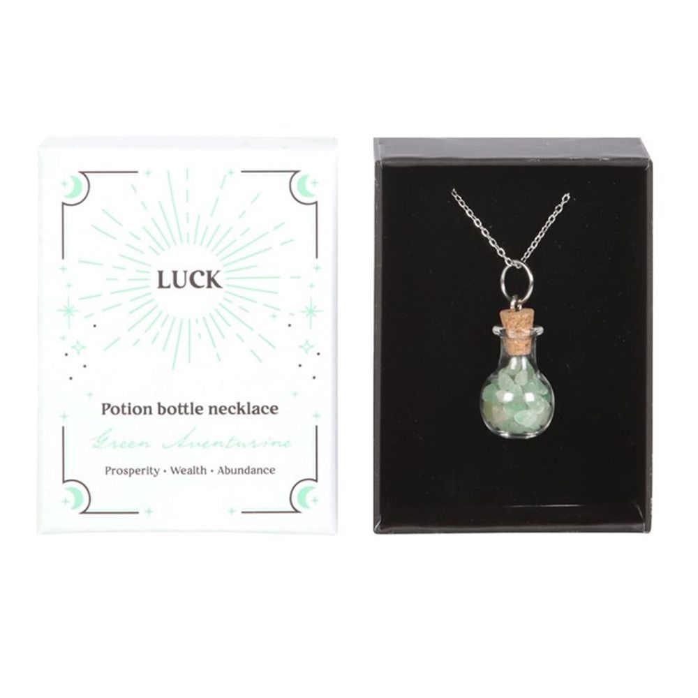 Luck Green Aventurine Crystal Chip Potion Bottle Necklace - Wicked Witcheries