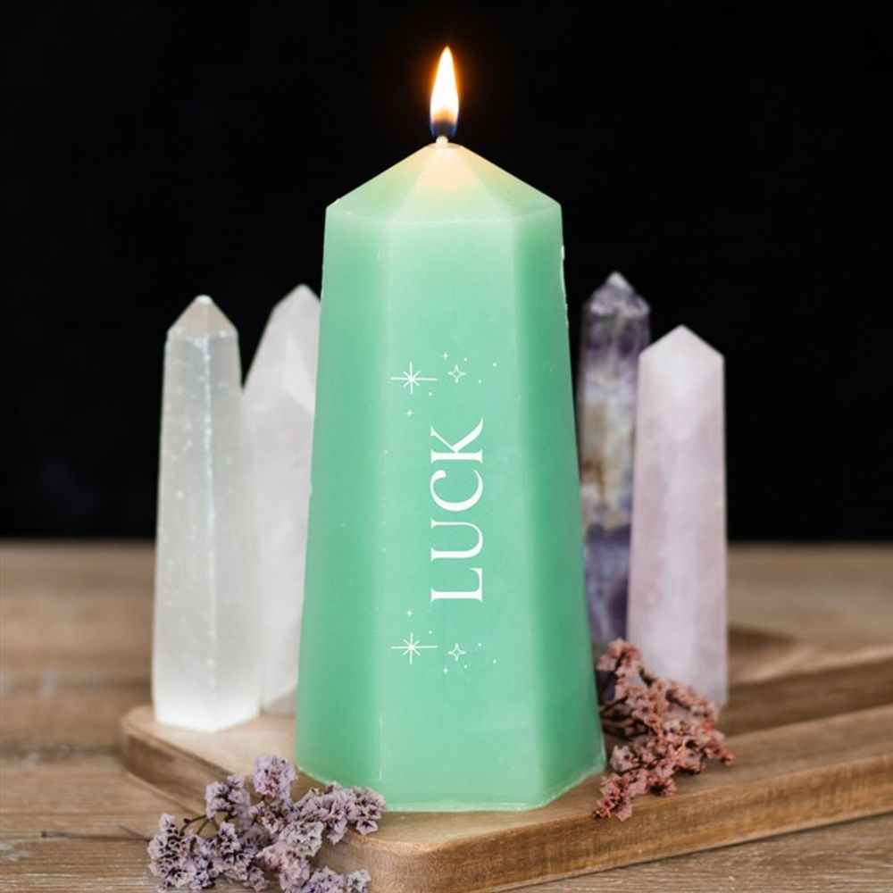 Luck Crystal Candle with Rough Green Aventurine - Wicked Witcheries