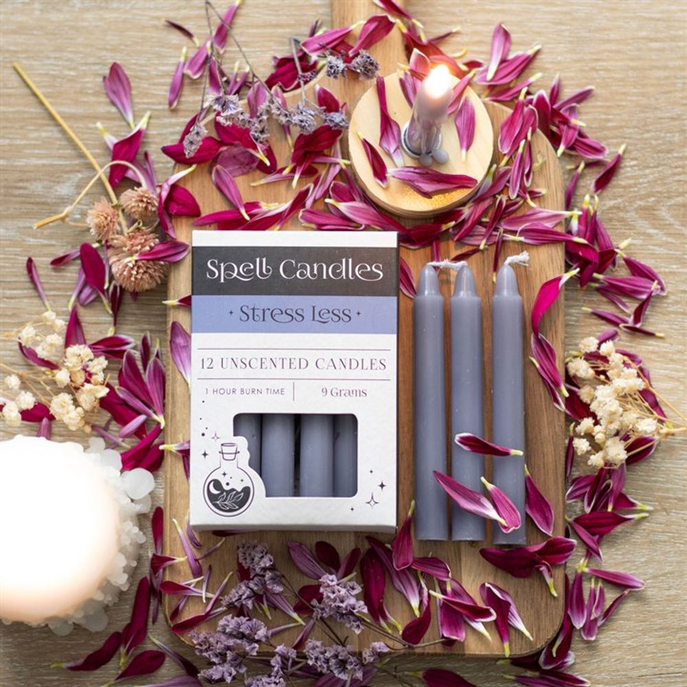 Pack of 12 Stress Less Spell Candles - Wicked Witcheries