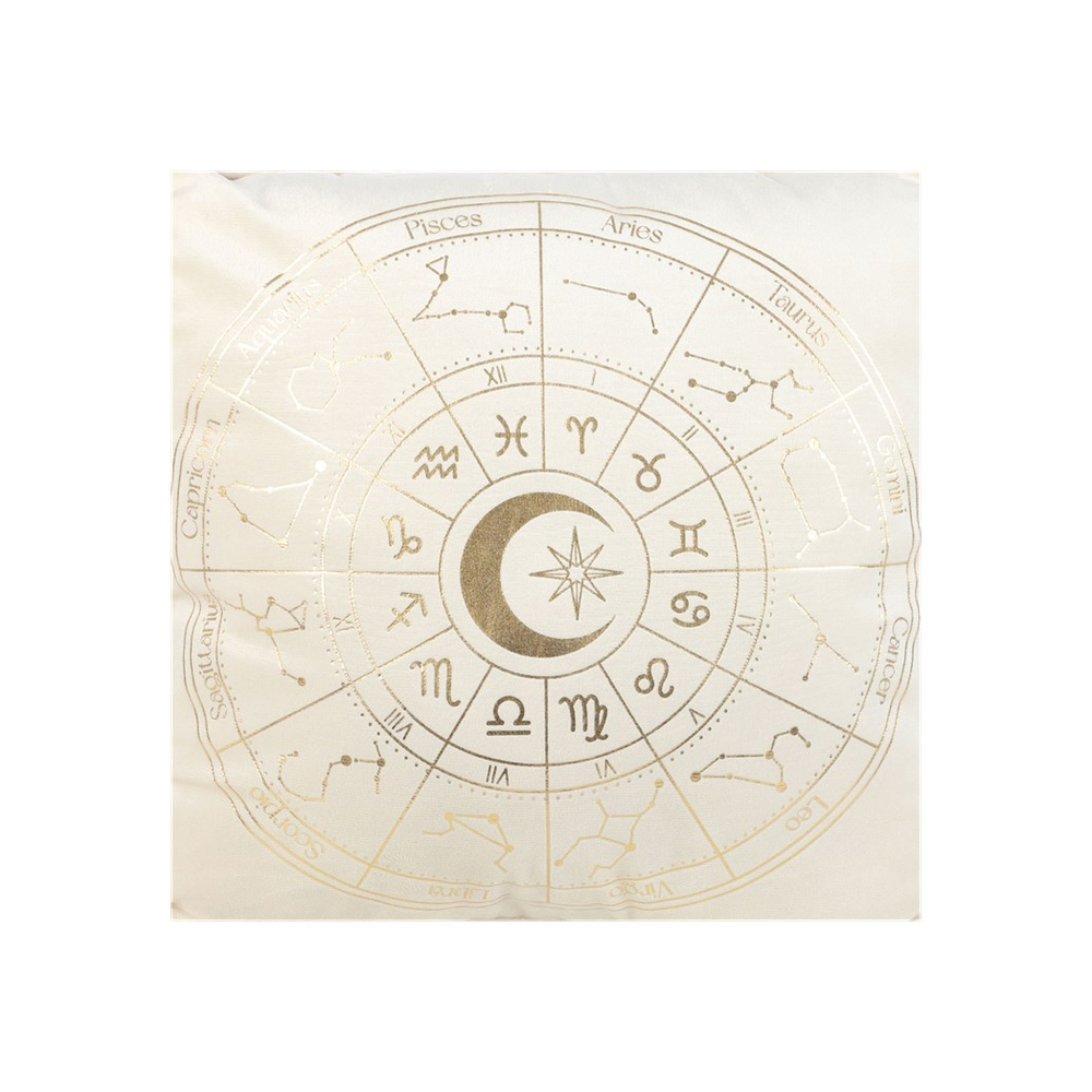 35cm Square Off White Astrology Wheel Cushion - Wicked Witcheries