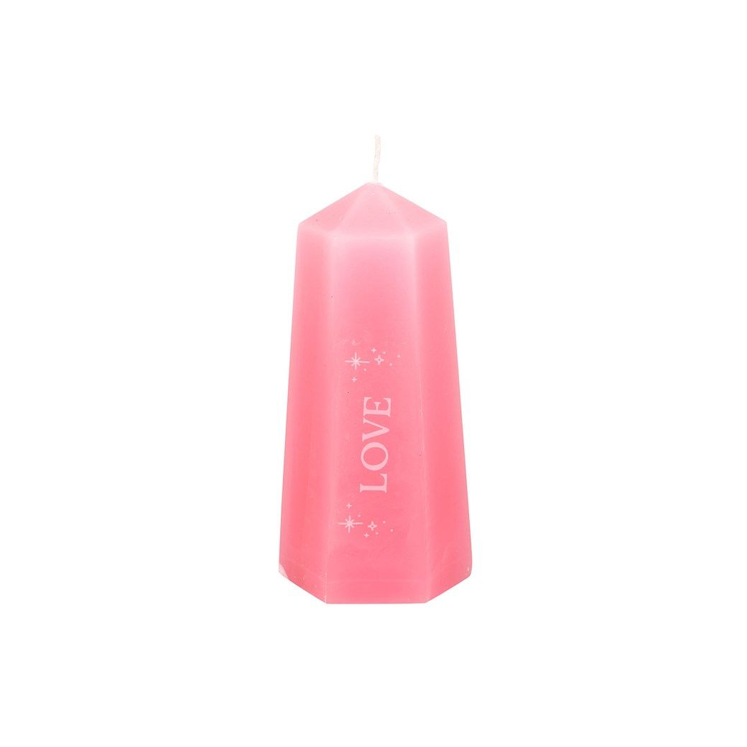 Love Crystal Candle with Rough Rose Quartz - Wicked Witcheries