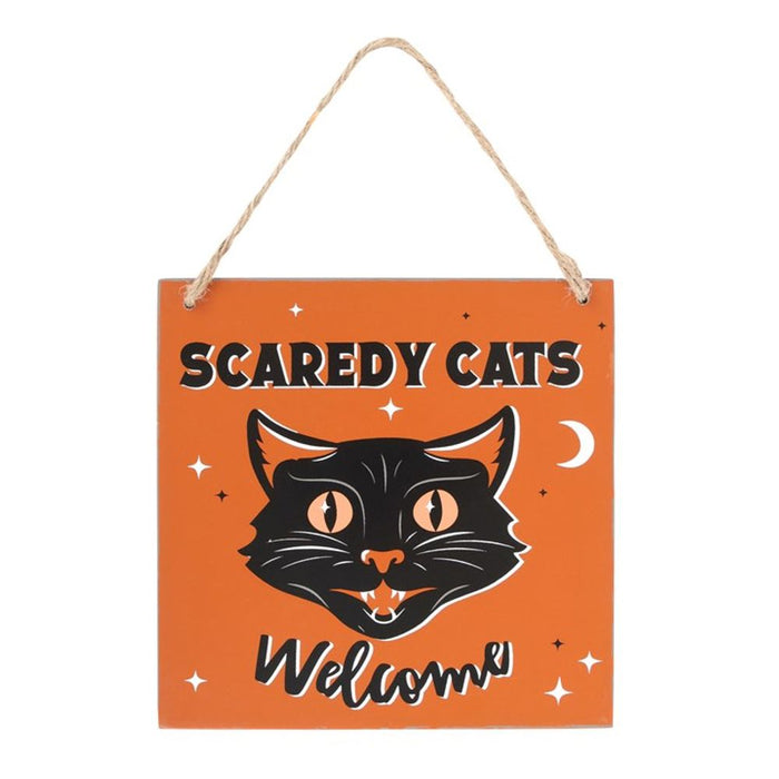 Scaredy Cats Welcome Hanging Sign - Wicked Witcheries