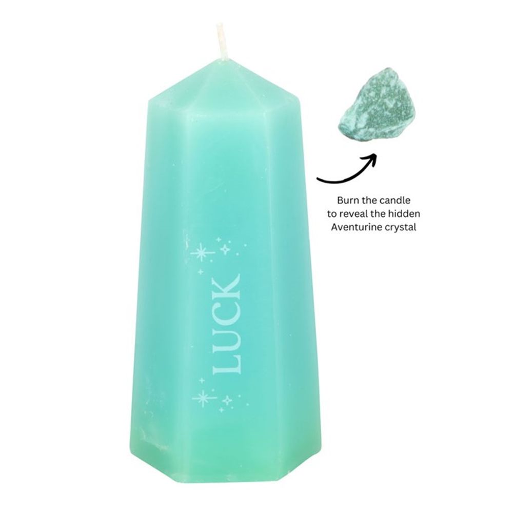 Luck Crystal Candle with Rough Green Aventurine - Wicked Witcheries