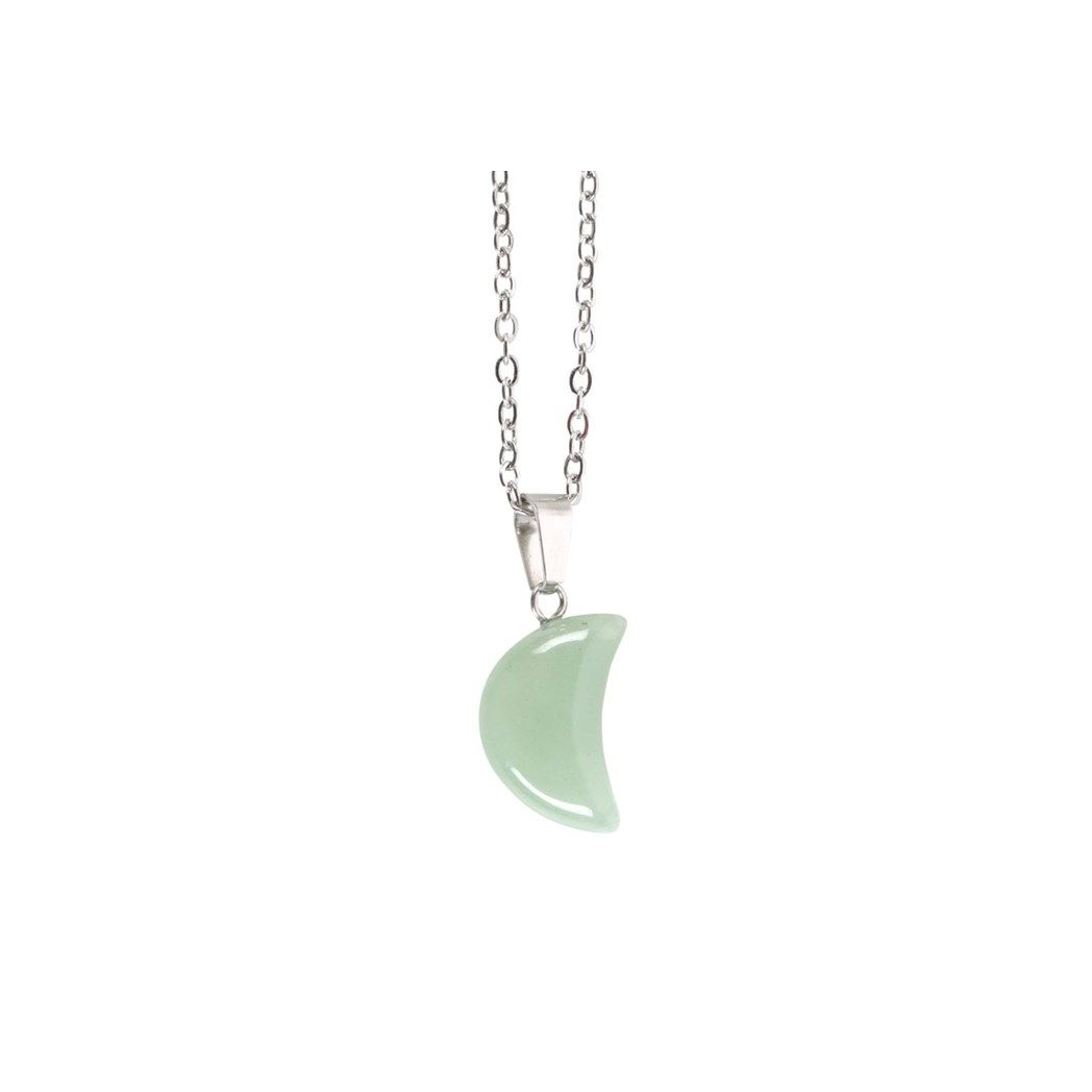 Green Aventurine Crystal Moon Necklace on Greeting Card - Wicked Witcheries