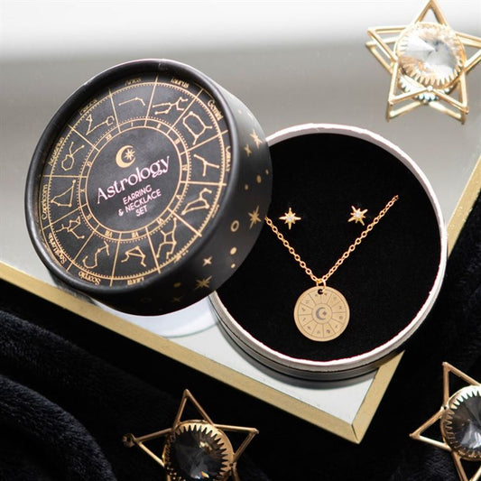 Astrology Wheel Earring and Necklace Set - Wicked Witcheries