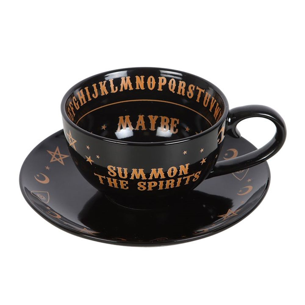 Black Talking Board Teacup and Saucer - Wicked Witcheries