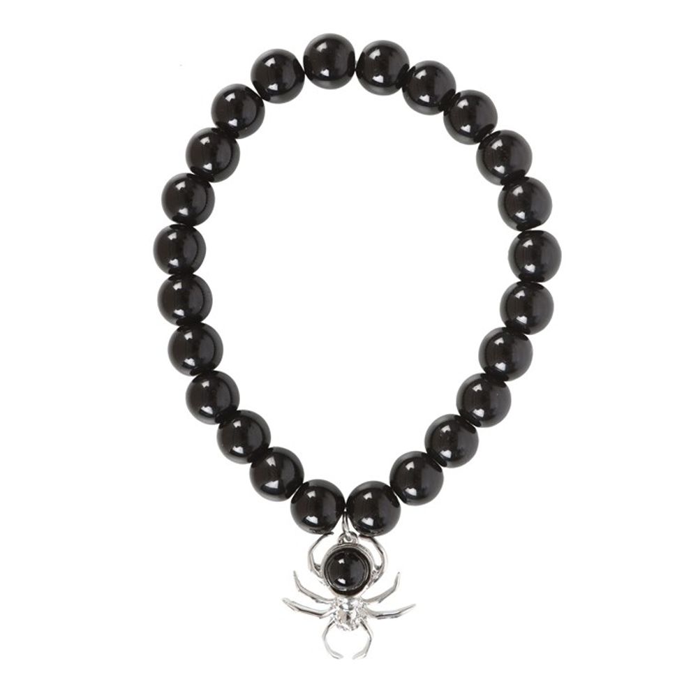 Spider Black Obsidian Beaded Bracelet - Wicked Witcheries