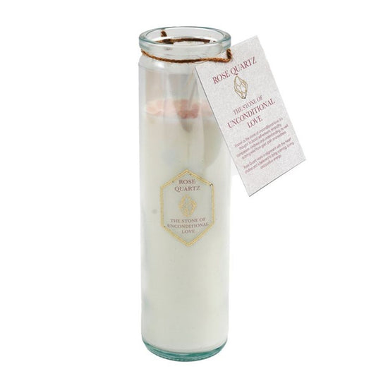 Rose Eucalyptus Tube Candle with Rose Quartz Crystals - Wicked Witcheries