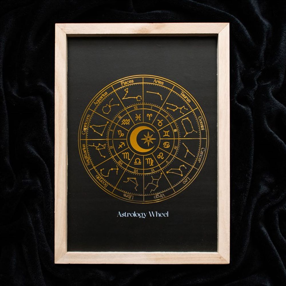 Black Astrology Wheel Framed Wall Art Print - Wicked Witcheries