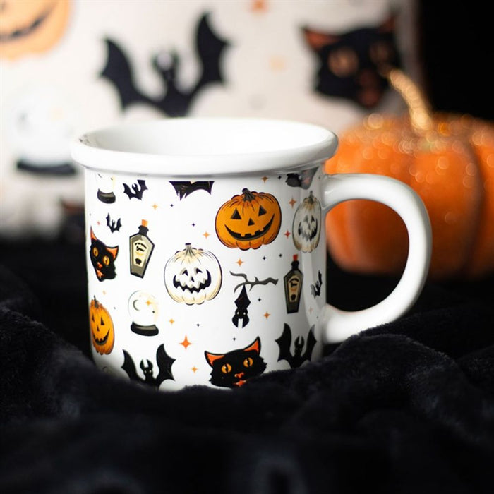 Spooky Cat and Pumpkin Print Mug - Wicked Witcheries