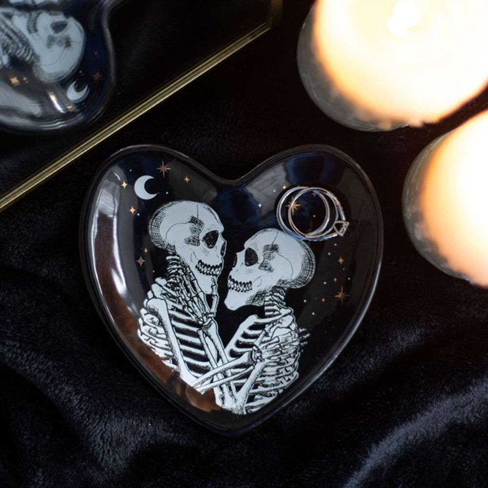 Skeleton Couple Heart Trinket Dish - Wicked Witcheries