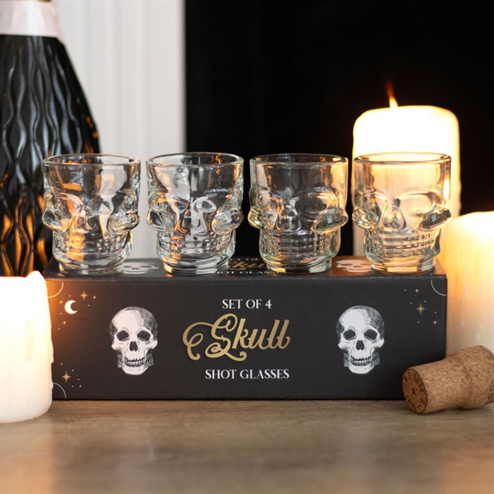 Set of 4 Skull Shot Glasses Set - Wicked Witcheries