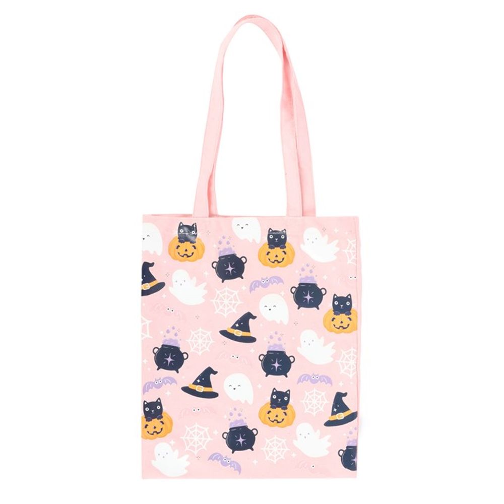 Cute Halloween Print Polycotton Tote Bag - Wicked Witcheries