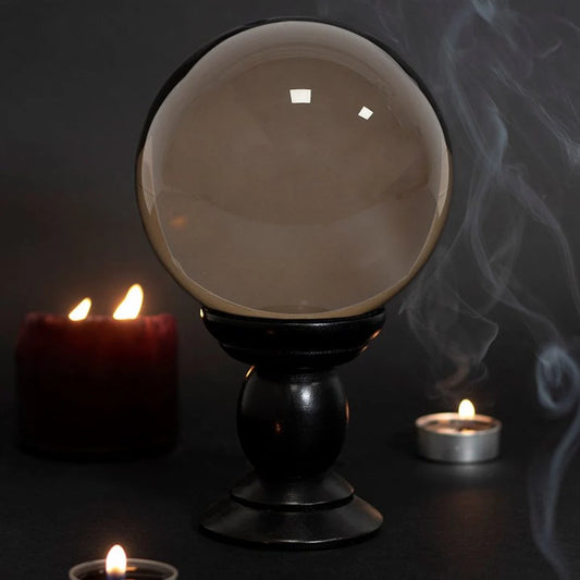 Large Smoke Grey Crystal Ball on Stand - Wicked Witcheries
