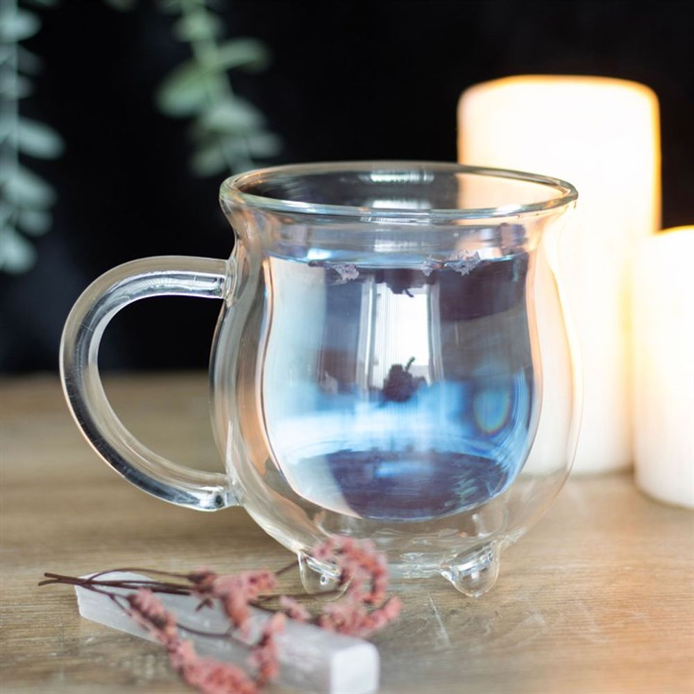 Clear Double Walled Glass Cauldron Mug - Wicked Witcheries