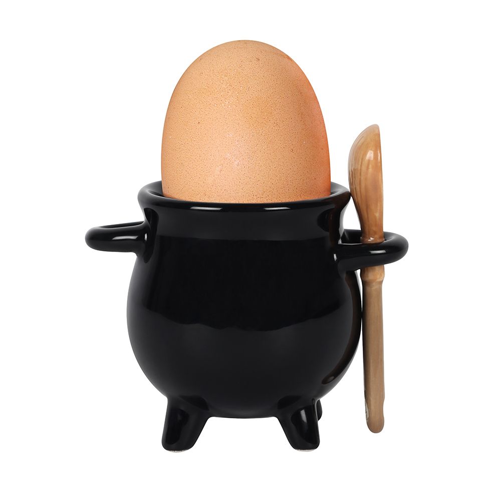 Cauldron Egg Cup with Broom Spoon - Wicked Witcheries