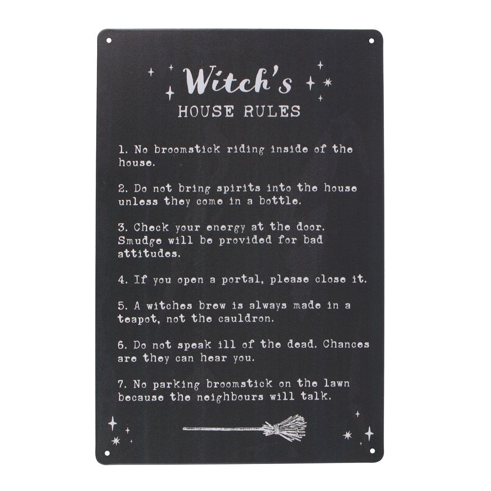 Witch's House Rules Metal Sign - Wicked Witcheries