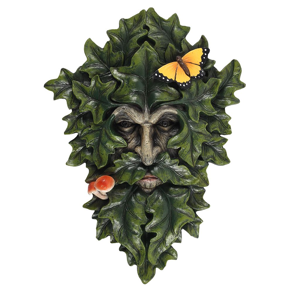 29x21cm Leafy Green Man Wall Plaque - Wicked Witcheries