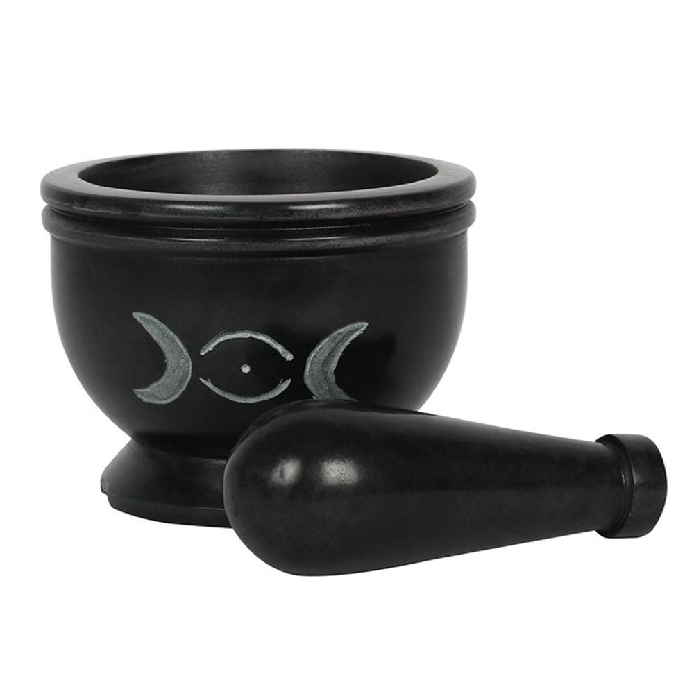 Soap Stone Triple Moon Pestle and Mortar - Wicked Witcheries