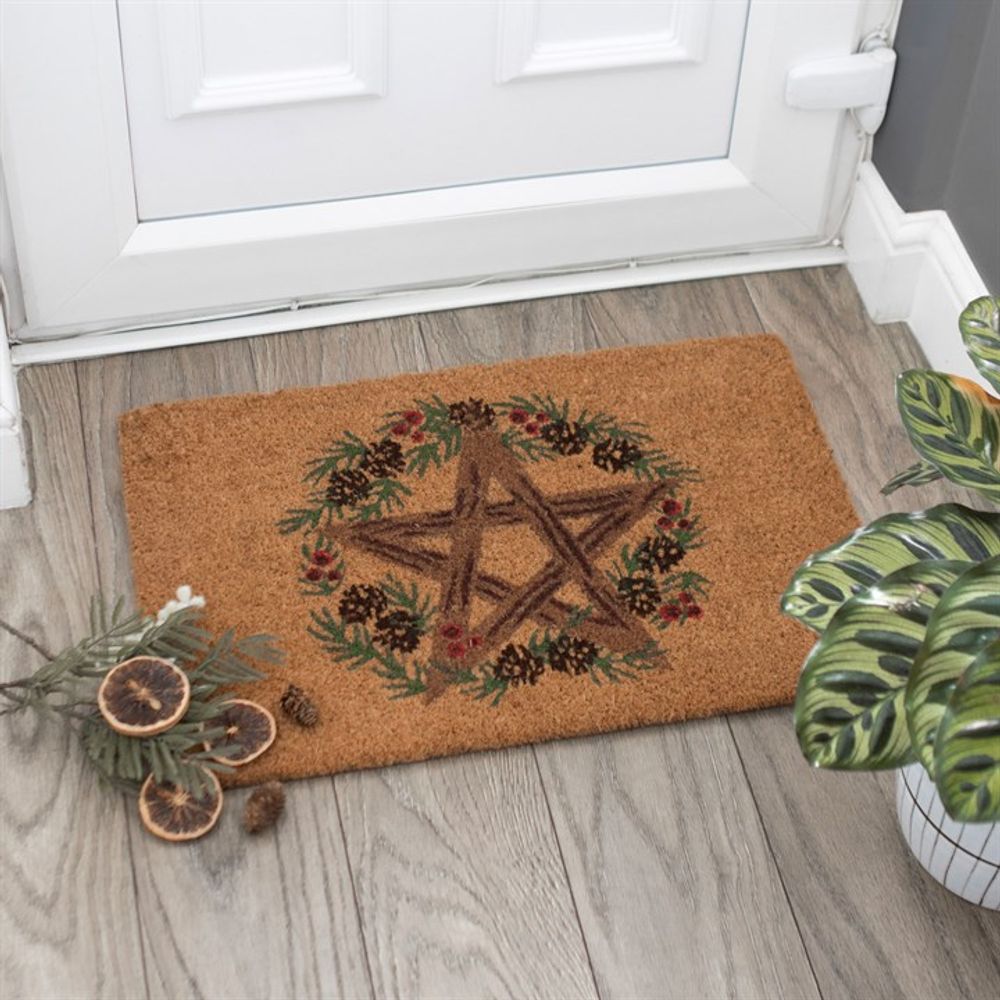 Natural Winter Solstice Pentagram Doormat - Wicked Witcheries