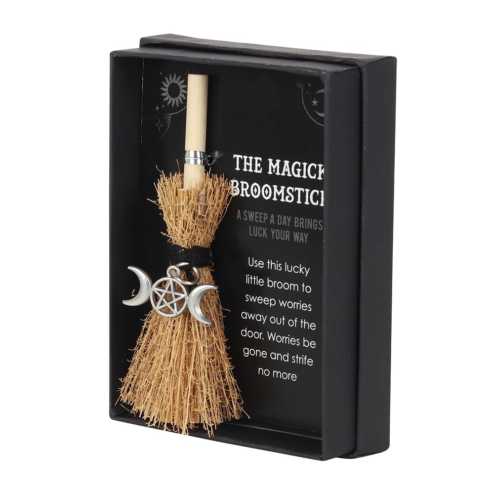 Triple Moon Mini Magick Broomstick - Wicked Witcheries