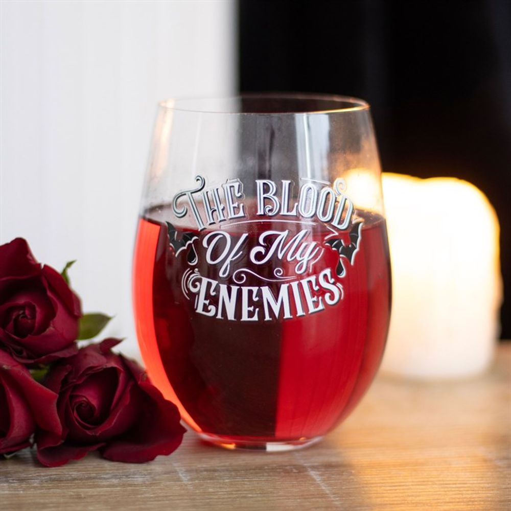 Blood Of My Enemies Stemless Wine Glass - Wicked Witcheries